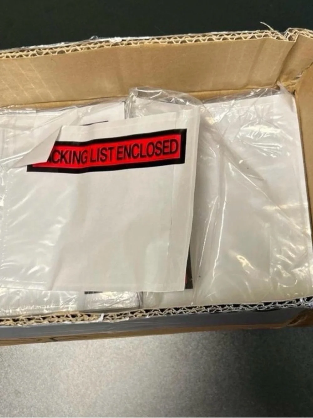 Packing List Envelopes 1000- Clear Plastic with Red Label